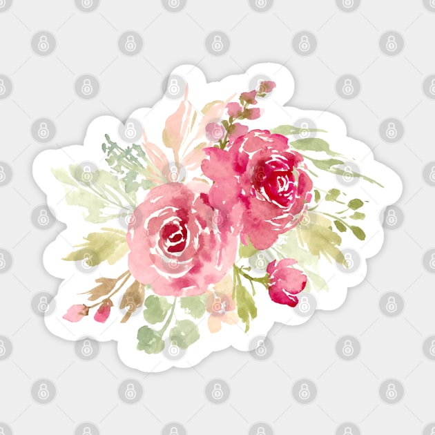 Whimsical red watercolor floral bouquets Sticker by Harpleydesign
